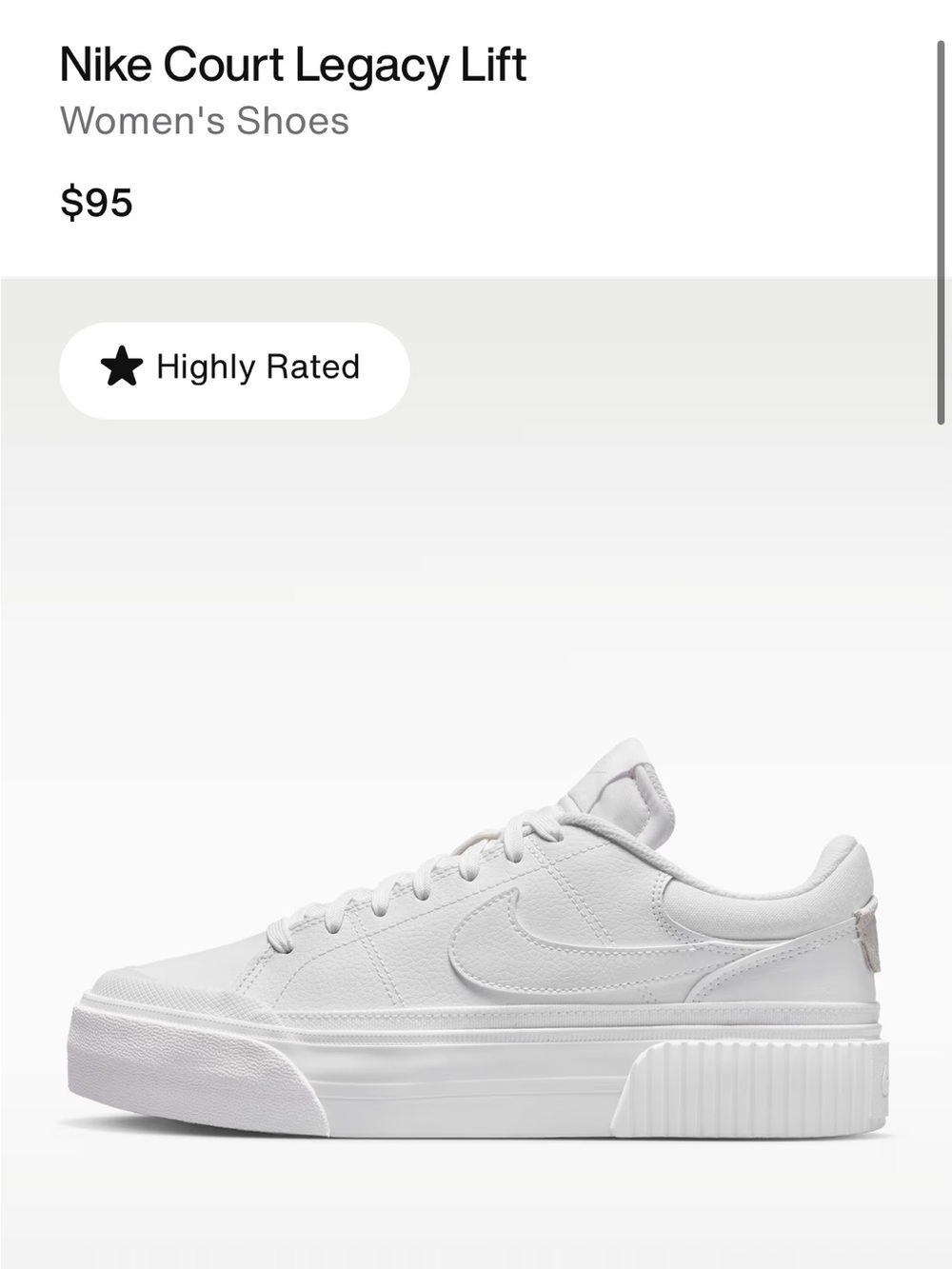New in Box! Nike Courtside Legacy Lift - Women’s 7.5 white